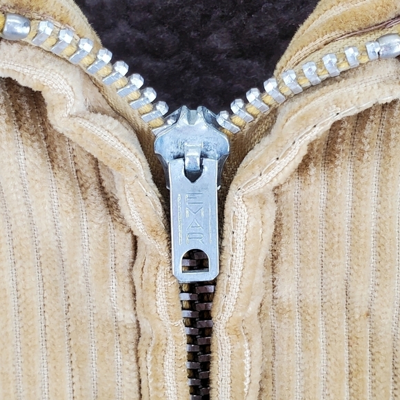Vtg Jacket Coat Mens 44 Tan Corduroy Faux Fur Lined Zip Up Quilted Sleeves - Picture 14 of 16